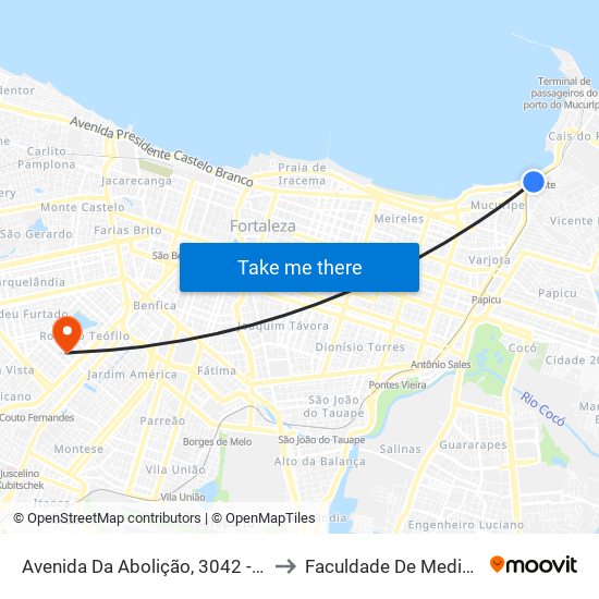 Avenida Da Abolição, 3042 - Mucuripe to Faculdade De Medicina Ufc map