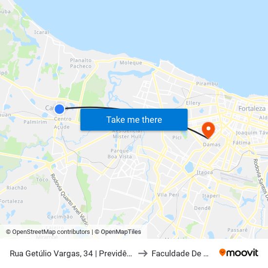 Rua Getúlio Vargas, 34 | Previdência Social - Malvinas to Faculdade De Medicina Ufc map