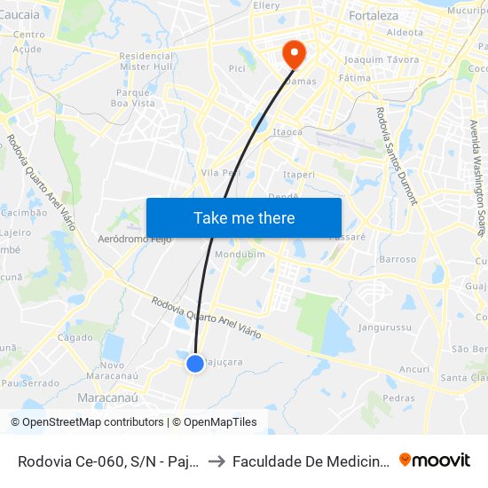 Rodovia Ce-060, S/N - Pajuçara to Faculdade De Medicina Ufc map