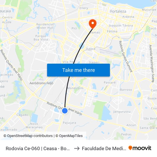 Rodovia Ce-060 | Ceasa - Boa Esperança to Faculdade De Medicina Ufc map