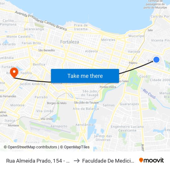 Rua Almeida Prado, 154 - Papicu to Faculdade De Medicina Ufc map