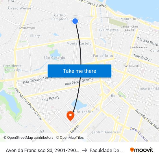Avenida Francisco Sá, 2901-2903 - Carlito Pamplona to Faculdade De Medicina Ufc map