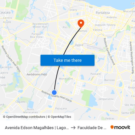 Avenida Edson Magalhães | Lagoa Do Mingau - Industrial to Faculdade De Medicina Ufc map