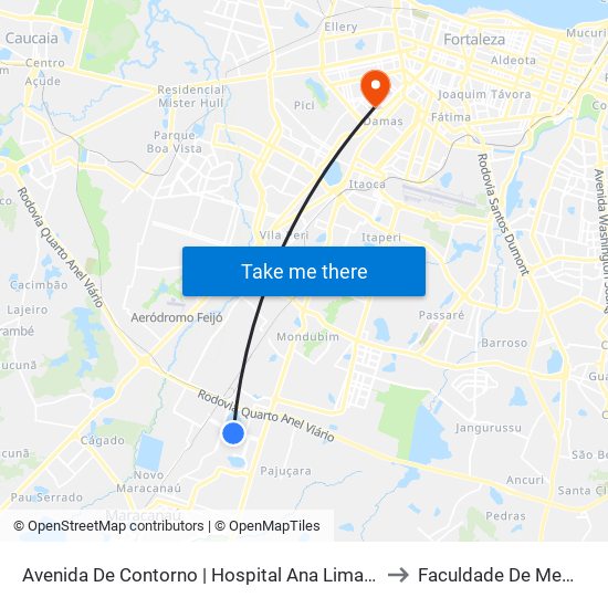 Avenida De Contorno | Hospital Ana Lima - Distrito Industrial I to Faculdade De Medicina Ufc map