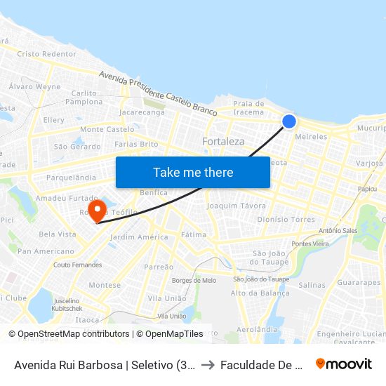Avenida Rui Barbosa | Seletivo (366) - Praia De Iracema to Faculdade De Medicina Ufc map