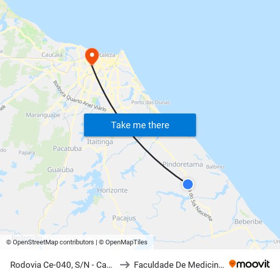 Rodovia Ce-040, S/N - Cascavel to Faculdade De Medicina Ufc map