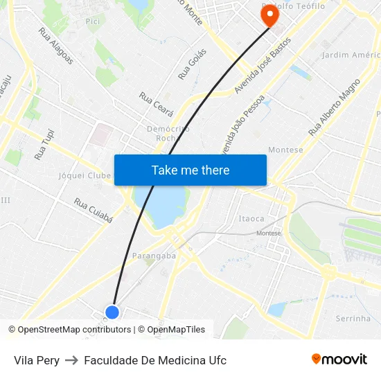 Vila Pery to Faculdade De Medicina Ufc map