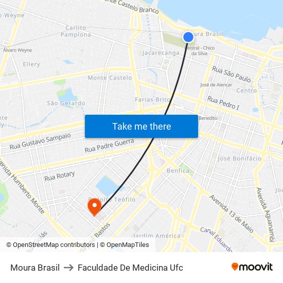 Moura Brasil to Faculdade De Medicina Ufc map