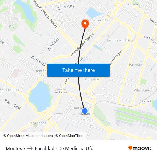 Montese to Faculdade De Medicina Ufc map