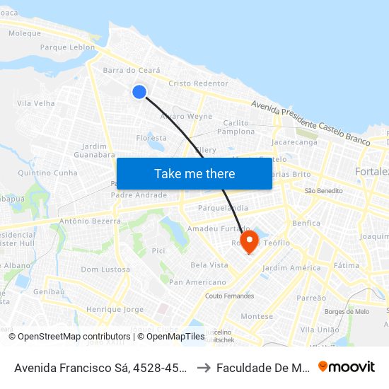 Avenida Francisco Sá, 4528-4588 - Barra Do Ceará to Faculdade De Medicina Ufc map
