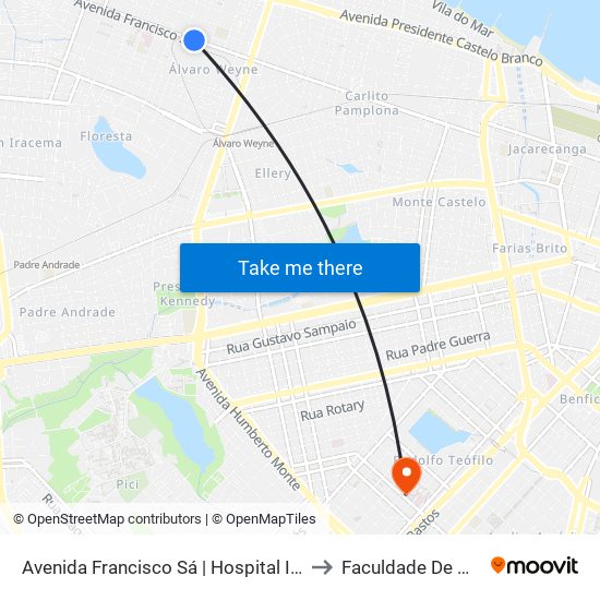 Avenida Francisco Sá | Hospital Infantil - Álvaro Weyne to Faculdade De Medicina Ufc map