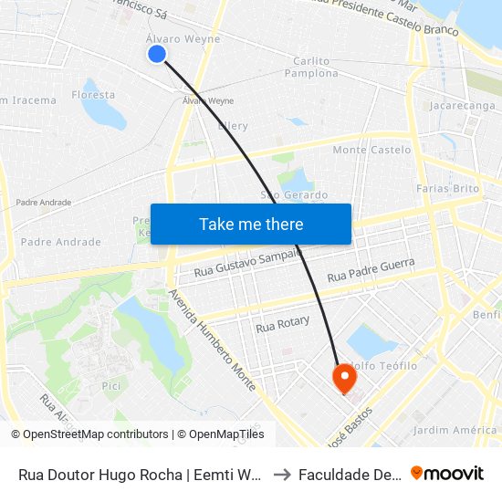 Rua Doutor Hugo Rocha | Eemti Waldemar Falcão - Álvaro Weyne to Faculdade De Medicina Ufc map