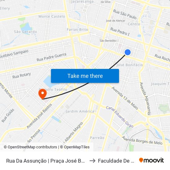 Rua Da Assunção | Praça José Bonifácio - José Bonifácio to Faculdade De Medicina Ufc map