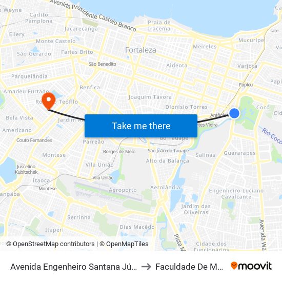 Avenida Engenheiro Santana Júnior, 3700 - Cocó to Faculdade De Medicina Ufc map