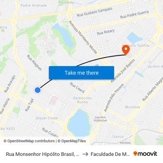 Rua Monsenhor Hipólito Brasil, 449 - Jóquei Clube to Faculdade De Medicina Ufc map