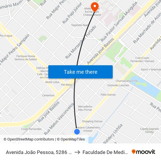 Avenida João Pessoa, 5286 - Montese to Faculdade De Medicina Ufc map