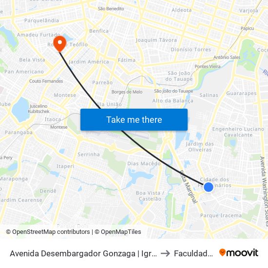 Avenida Desembargador Gonzaga | Igreja De Nossa Senhora Da Glória - Cidade Dos Funcionários to Faculdade De Medicina Ufc map