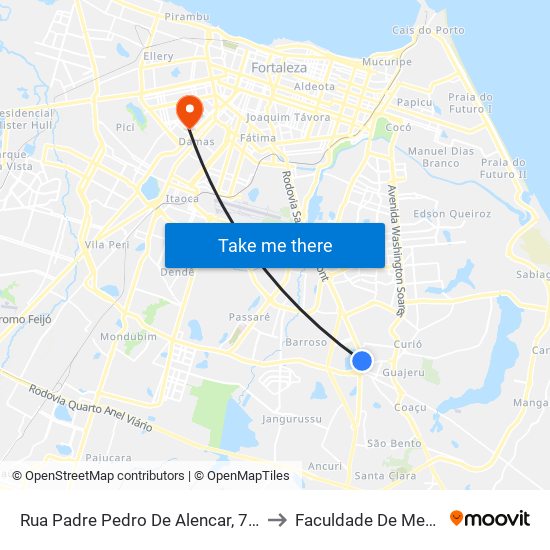 Rua Padre Pedro De Alencar, 71 - Messejana to Faculdade De Medicina Ufc map