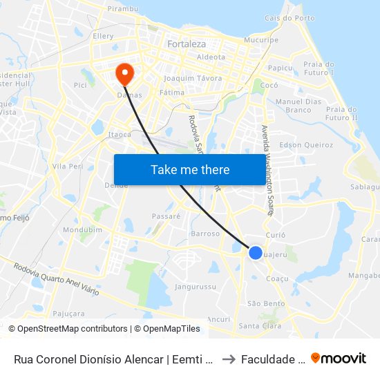 Rua Coronel Dionísio Alencar | Eemti Professora Telina Barbosa Da Costa - Messejana to Faculdade De Medicina Ufc map