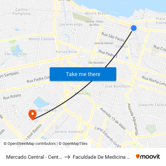 Mercado Central - Centro to Faculdade De Medicina Ufc map