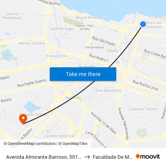 Avenida Almirante Barroso, 501 - Praia De Iracema to Faculdade De Medicina Ufc map