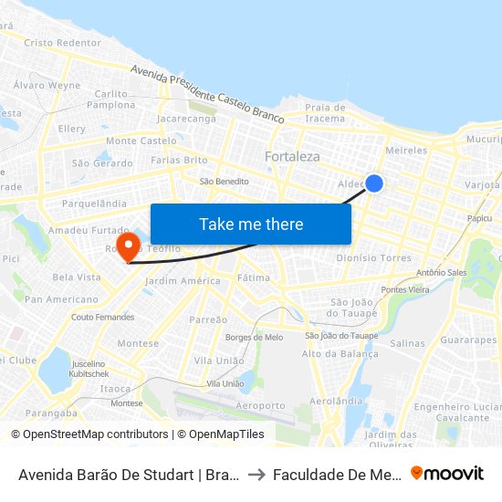 Avenida Barão De Studart | Bradesco - Aldeota to Faculdade De Medicina Ufc map