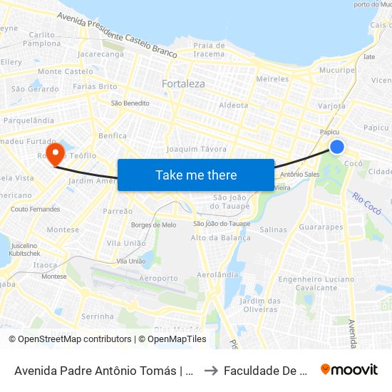 Avenida Padre Antônio Tomás | Parque Do Cocó - Cocó to Faculdade De Medicina Ufc map