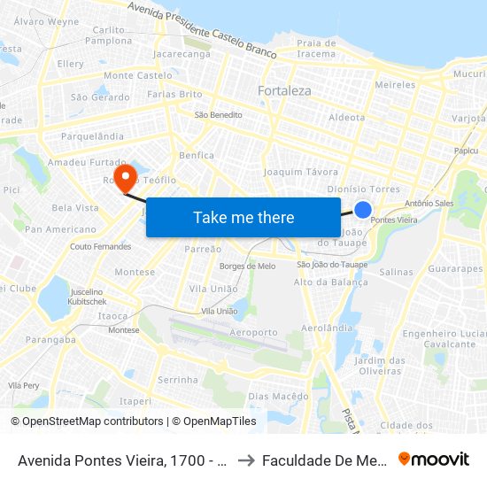 Avenida Pontes Vieira, 1700 - Dionísio Torres to Faculdade De Medicina Ufc map