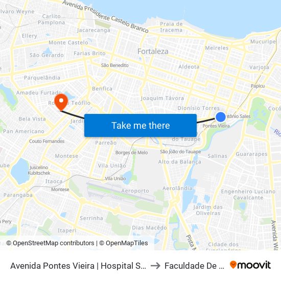 Avenida Pontes Vieira | Hospital São Carlos - Dionísio Torres to Faculdade De Medicina Ufc map