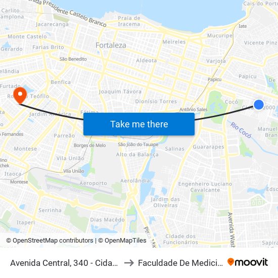 Avenida Central, 340 - Cidade 2000 to Faculdade De Medicina Ufc map