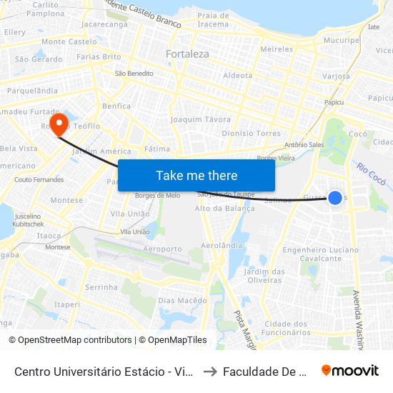 Centro Universitário Estácio - Via Corpvs - Guararapes to Faculdade De Medicina Ufc map