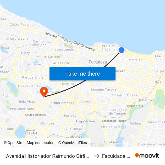 Avenida Historiador Raimundo Girão | Aterro Da Praia De Iracema - Meireles to Faculdade De Medicina Ufc map