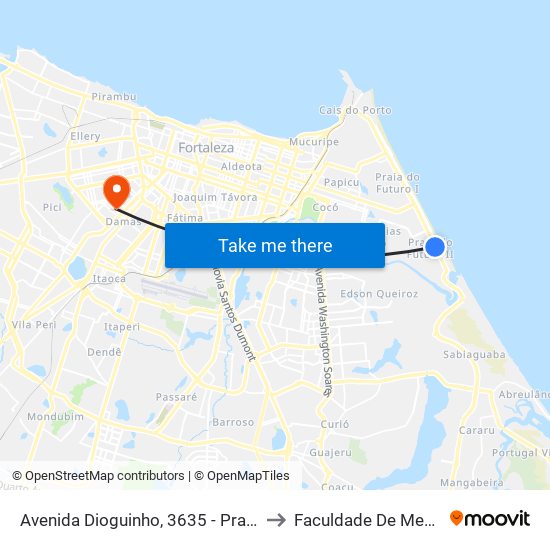 Avenida Dioguinho, 3635 - Praia Do Futuro II to Faculdade De Medicina Ufc map