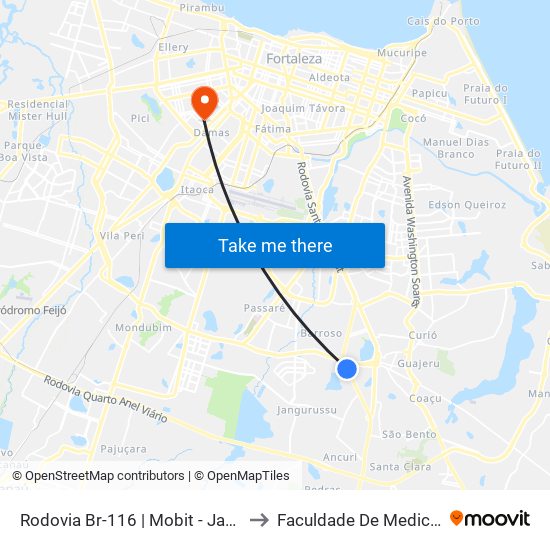 Rodovia Br-116 | Mobit - Jangurussu to Faculdade De Medicina Ufc map