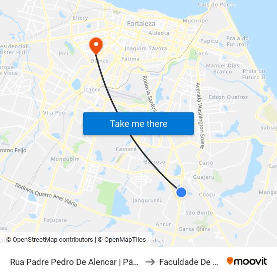 Rua Padre Pedro De Alencar | Pátio Messejana - Paupina to Faculdade De Medicina Ufc map