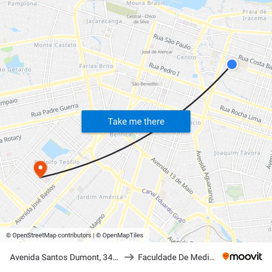 Avenida Santos Dumont, 341 - Centro to Faculdade De Medicina Ufc map