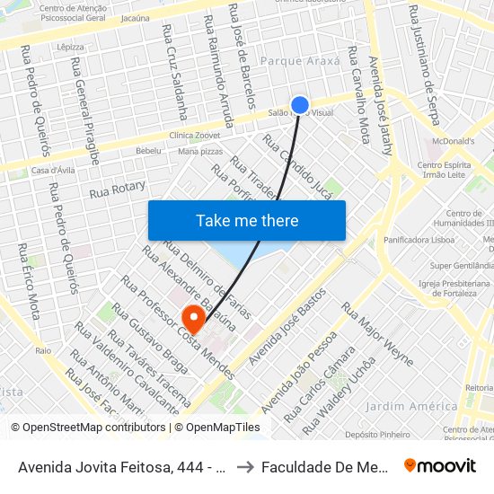 Avenida Jovita Feitosa, 444 - Parque Araxá to Faculdade De Medicina Ufc map