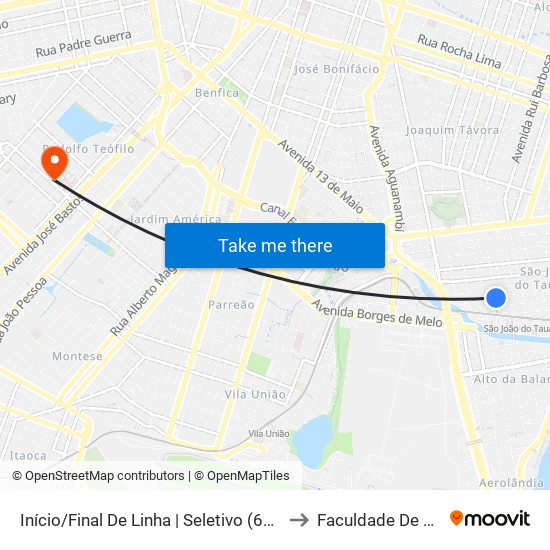 Início/Final De Linha | Seletivo (602) - São João Do Taupe to Faculdade De Medicina Ufc map