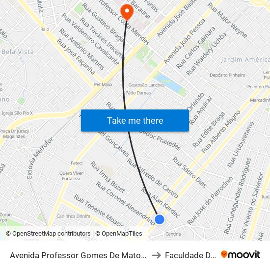 Avenida Professor Gomes De Matos, 1703 |Lojas Americanas - Montese to Faculdade De Medicina Ufc map