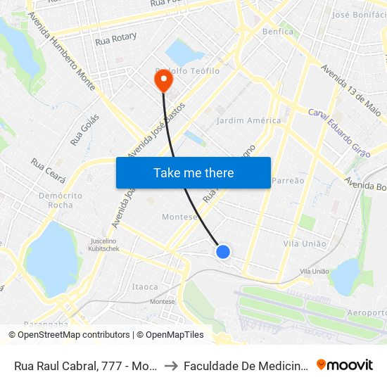 Rua Raul Cabral, 777 - Montese to Faculdade De Medicina Ufc map