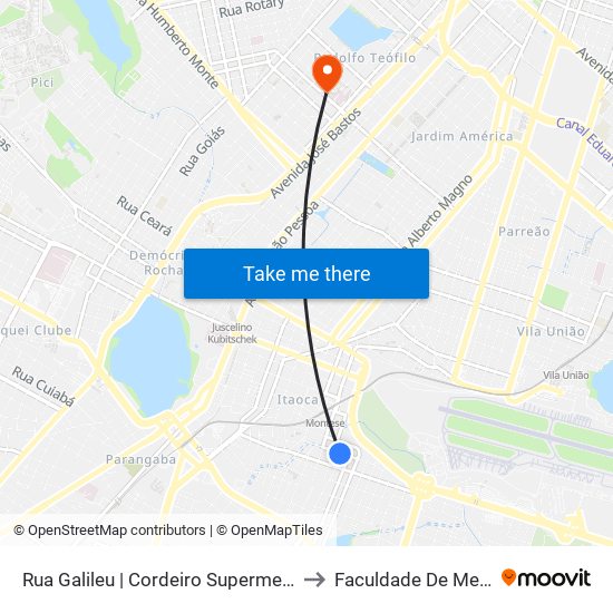 Rua Galileu | Cordeiro Supermercado - Serrinha to Faculdade De Medicina Ufc map