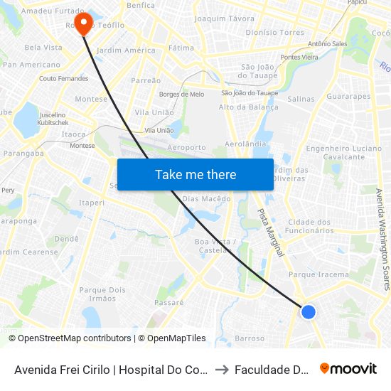 Avenida Frei Cirilo | Hospital Do Coração De Messejana - Cajazeiras to Faculdade De Medicina Ufc map