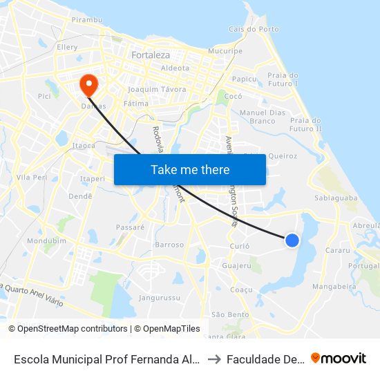 Escola Municipal Prof Fernanda Alencar Colares - Lagoa Redonda to Faculdade De Medicina Ufc map