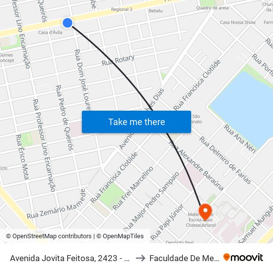 Avenida Jovita Feitosa, 2423 - Amadeu Furtado to Faculdade De Medicina Ufc map