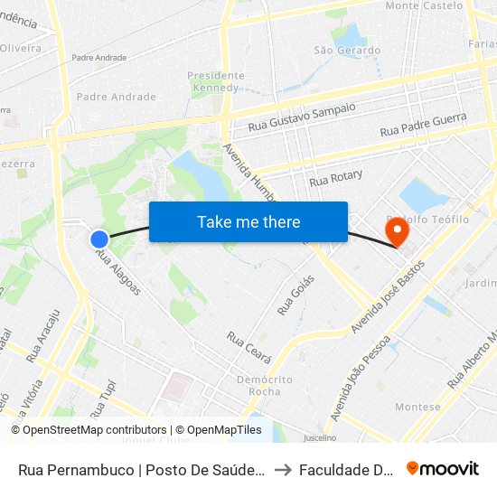 Rua Pernambuco | Posto De Saúde César Cals De Oliveira Filho - Pici to Faculdade De Medicina Ufc map