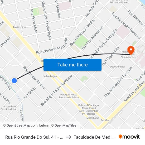 Rua Rio Grande Do Sul, 41 - Bela Vista to Faculdade De Medicina Ufc map