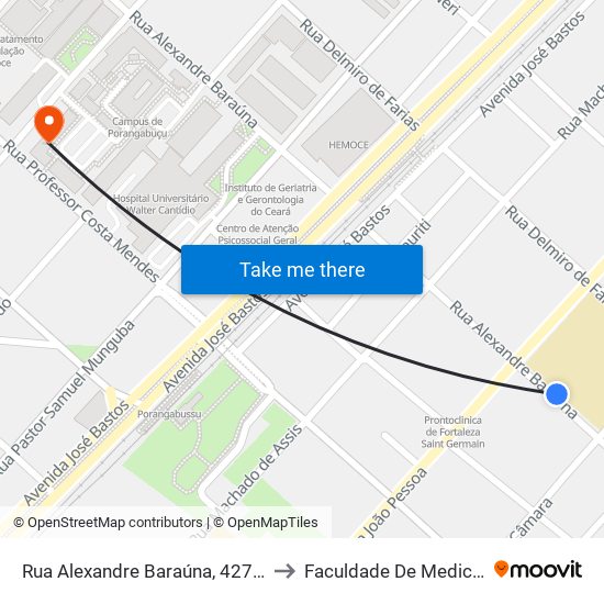 Rua Alexandre Baraúna, 427 - Damas to Faculdade De Medicina Ufc map