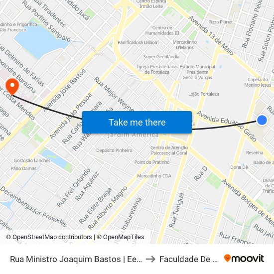 Rua Ministro Joaquim Bastos | Eeep Juarez Távora - Fátima to Faculdade De Medicina Ufc map