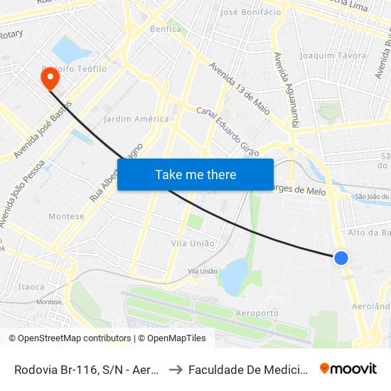 Rodovia Br-116, S/N - Aeroporto to Faculdade De Medicina Ufc map