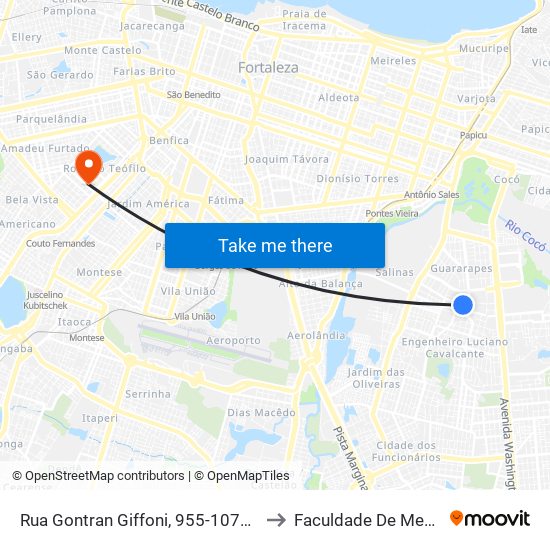 Rua Gontran Giffoni, 955-1079 - Guararapes to Faculdade De Medicina Ufc map
